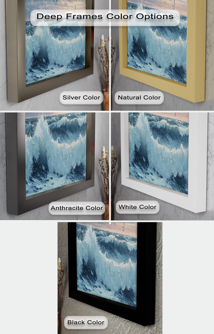 Coastal Wave Art - Seagulls Seascape Oil Painting
