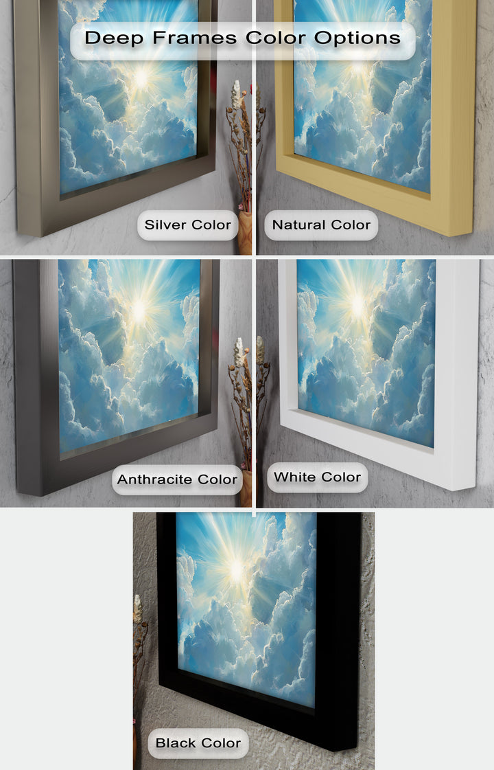 Heavenly Clouds and Radiant Sun – Luminous Sky Oil Painting