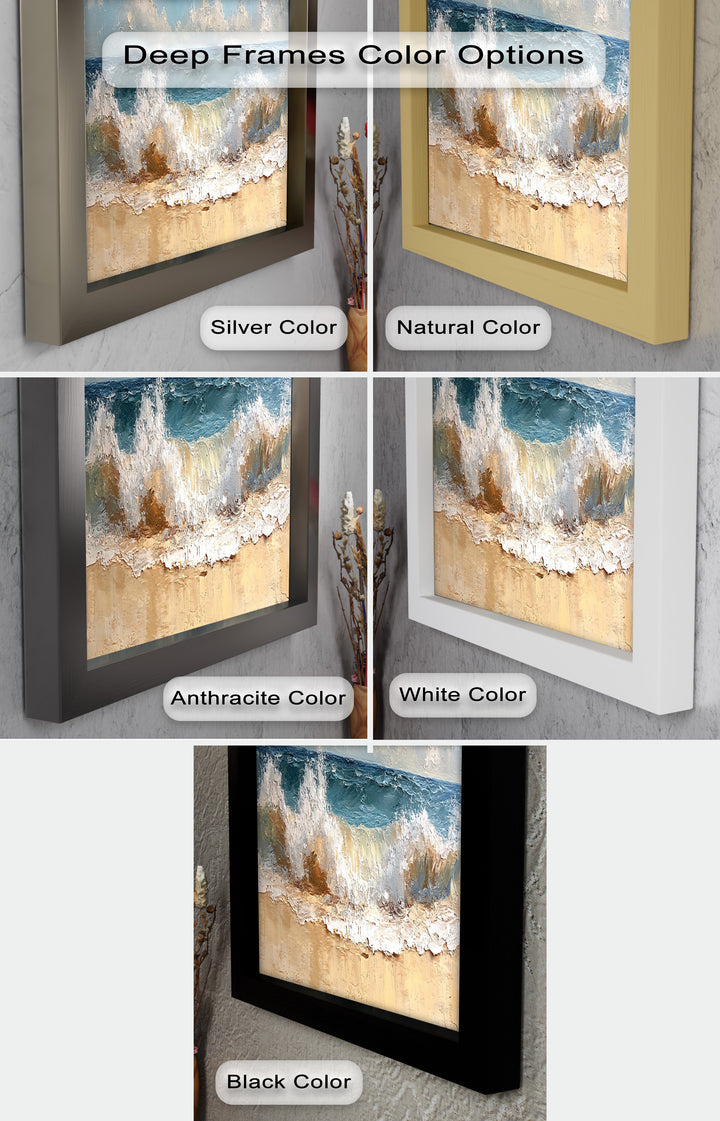 Coastal Beach Wall Art - Crashing Waves Seascape Oil Painting