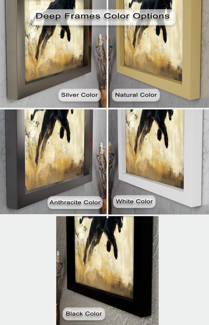 Charging Black Panther in Motion – Animal Oil Painting
