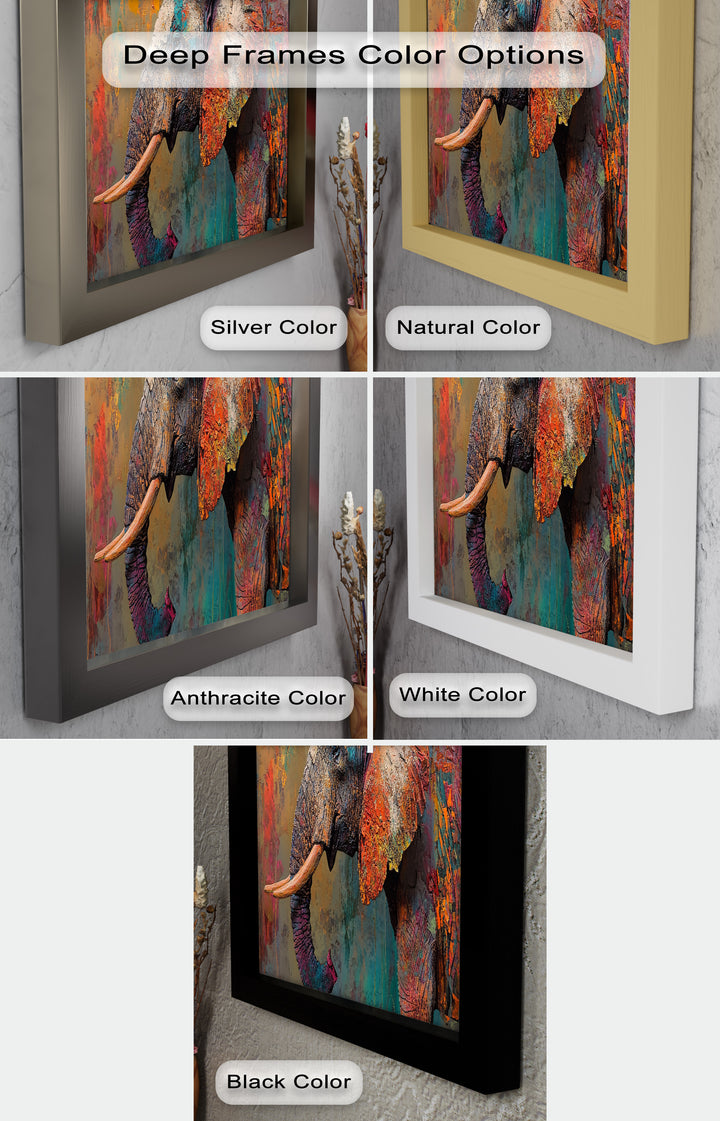 Colorful Elephant – Framed Oil Painting