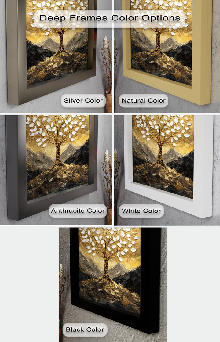 Golden Genesis – Abstraktes Ölgemälde „Baum des Lebens“