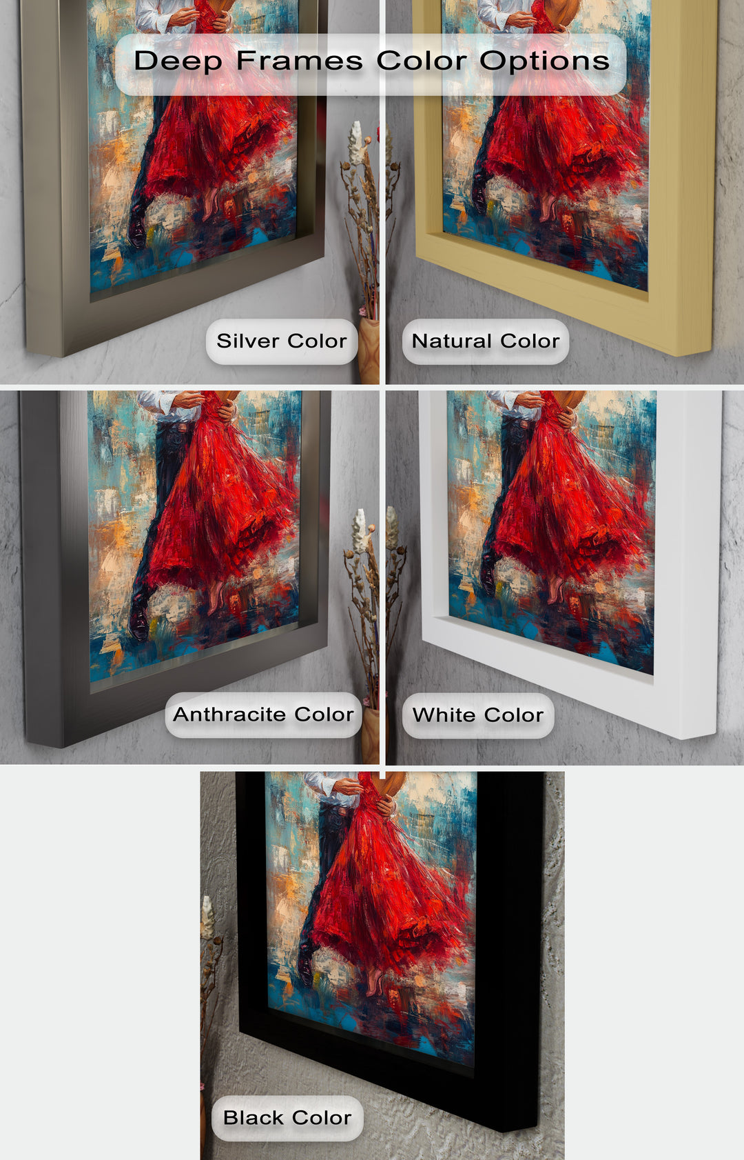 Flamenco Fire – Romantic Couple in Red Dress Oil Painting
