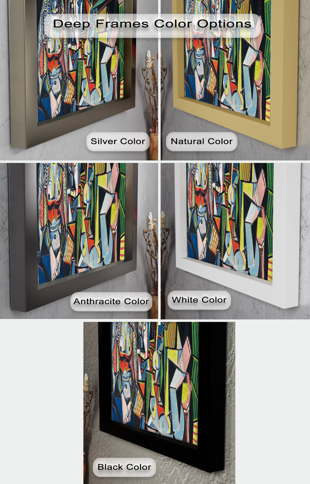 The Mirror Within – Bold Cubist Interior Picasso Oil Painting