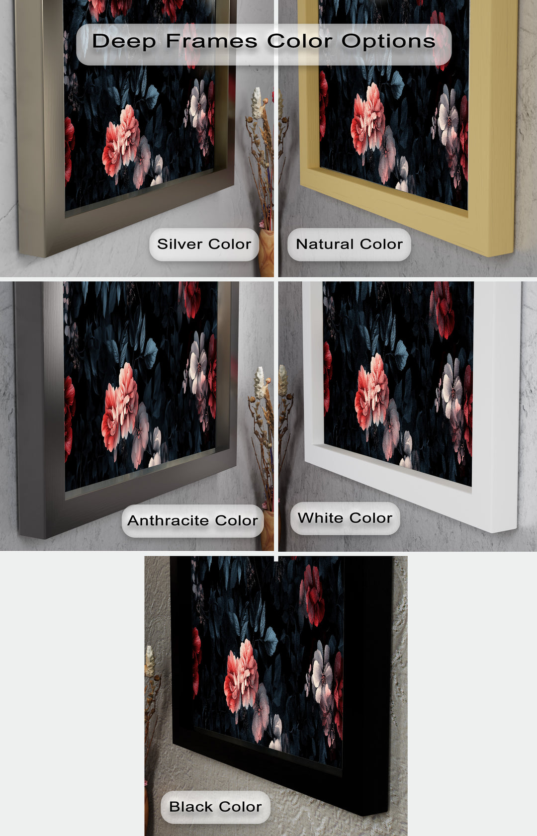 Dark Romantic Floral Wall Art – Floral Oil Painting