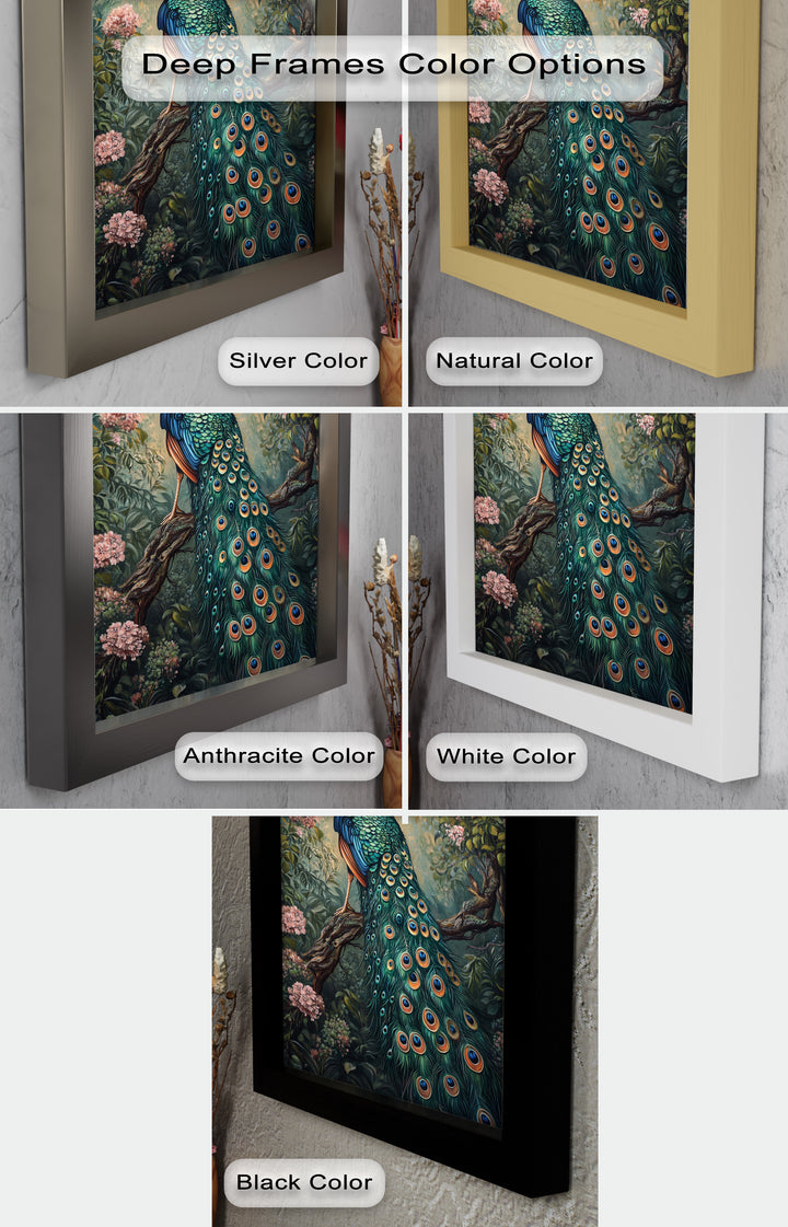 Peacock Among Blossoms – Regal Garden Beauty Animal Oil Painting