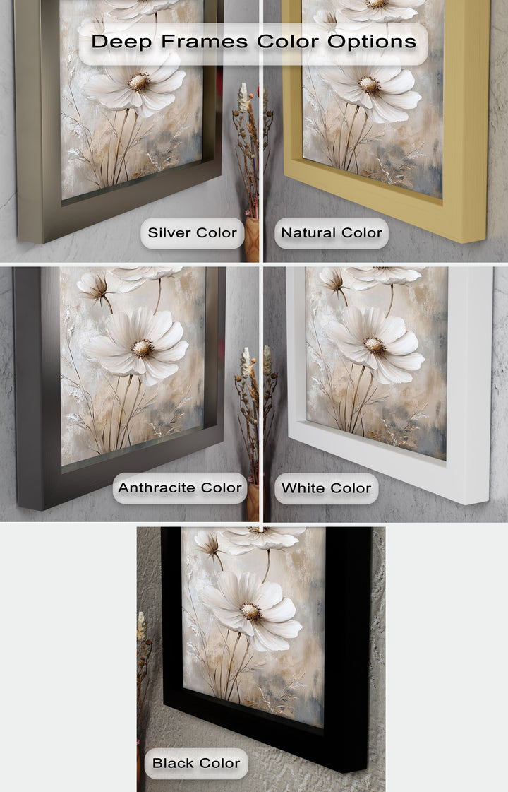 Soft Ivory Blooms – Neutral Flower Oil Painting