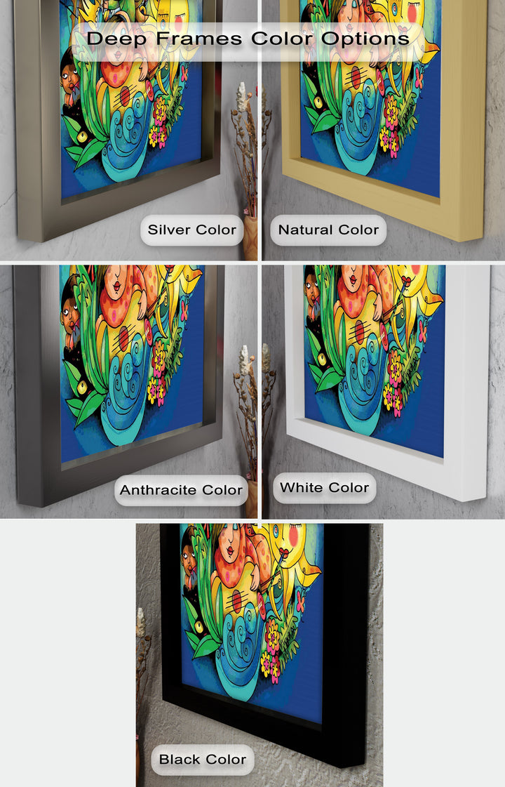 Colorful Surreal Art Print – Sunshine Framed Oil Painting
