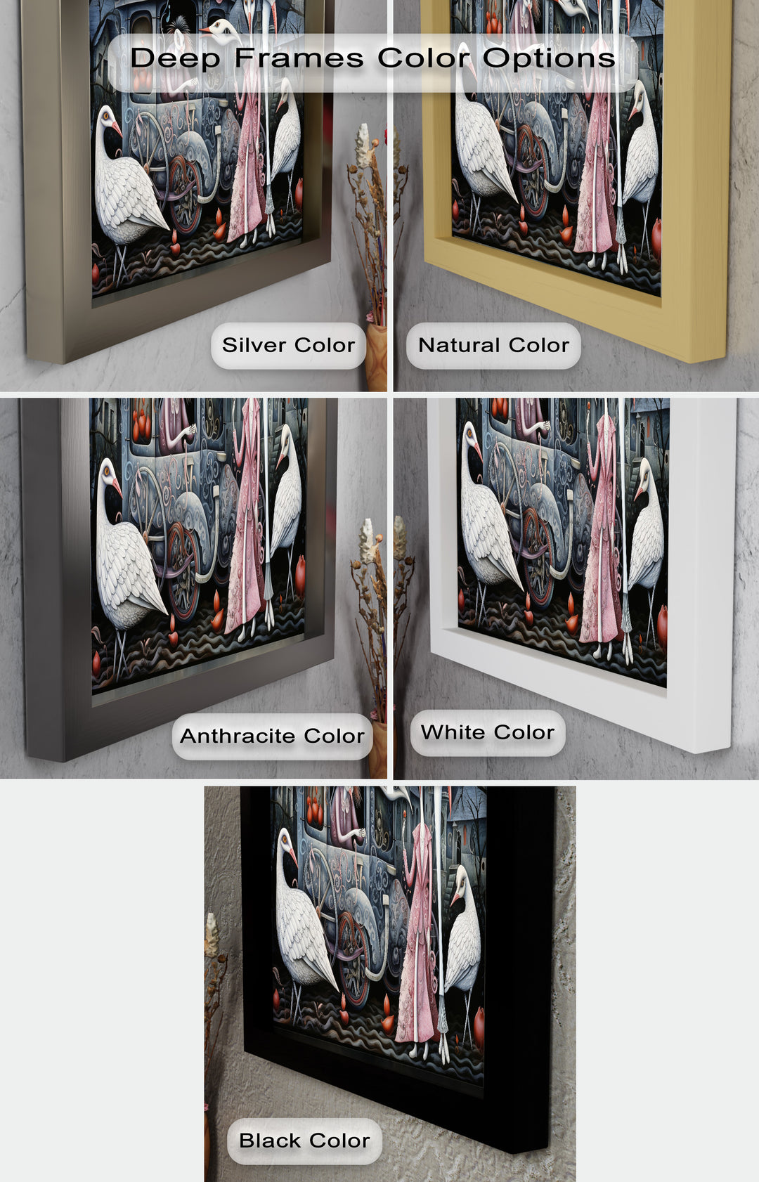Crimson Couriers – Surreal Carriage Scene Oil Painting