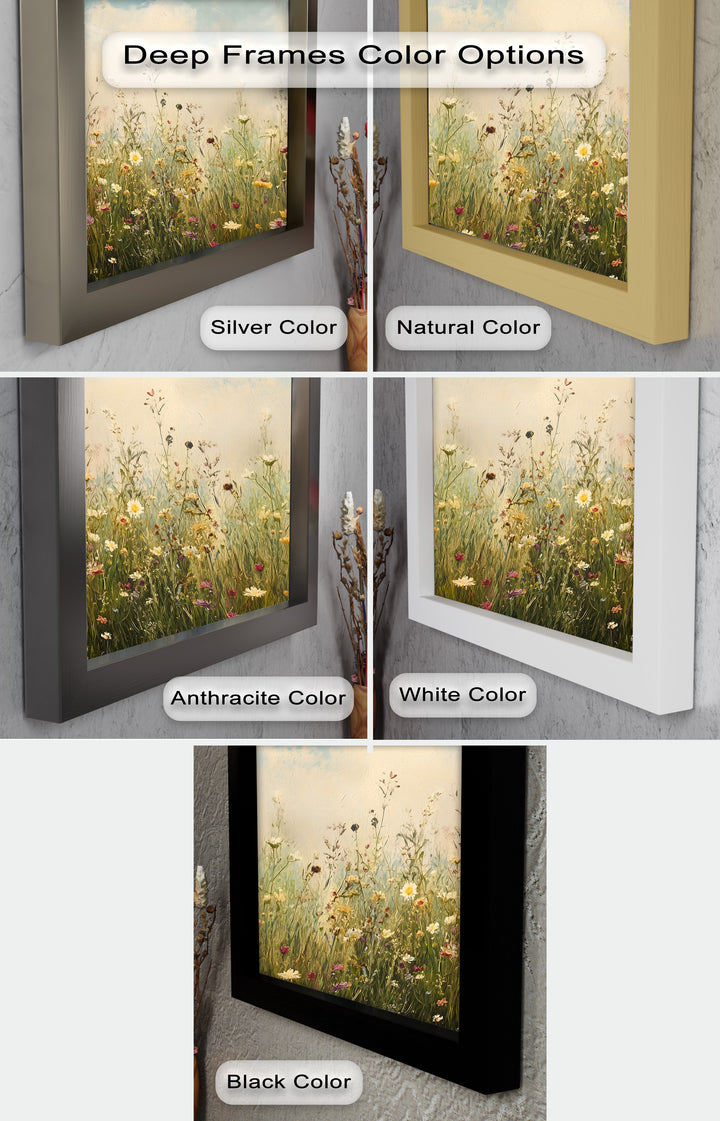 Vintage Meadow with Blooming Flowers – Serene Nature Oil Painting