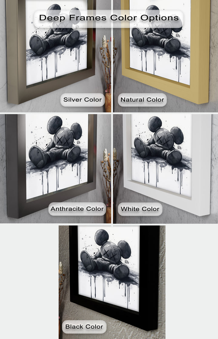 Gefallenes Schweigen – Monochromes KAWS-Ölgemälde