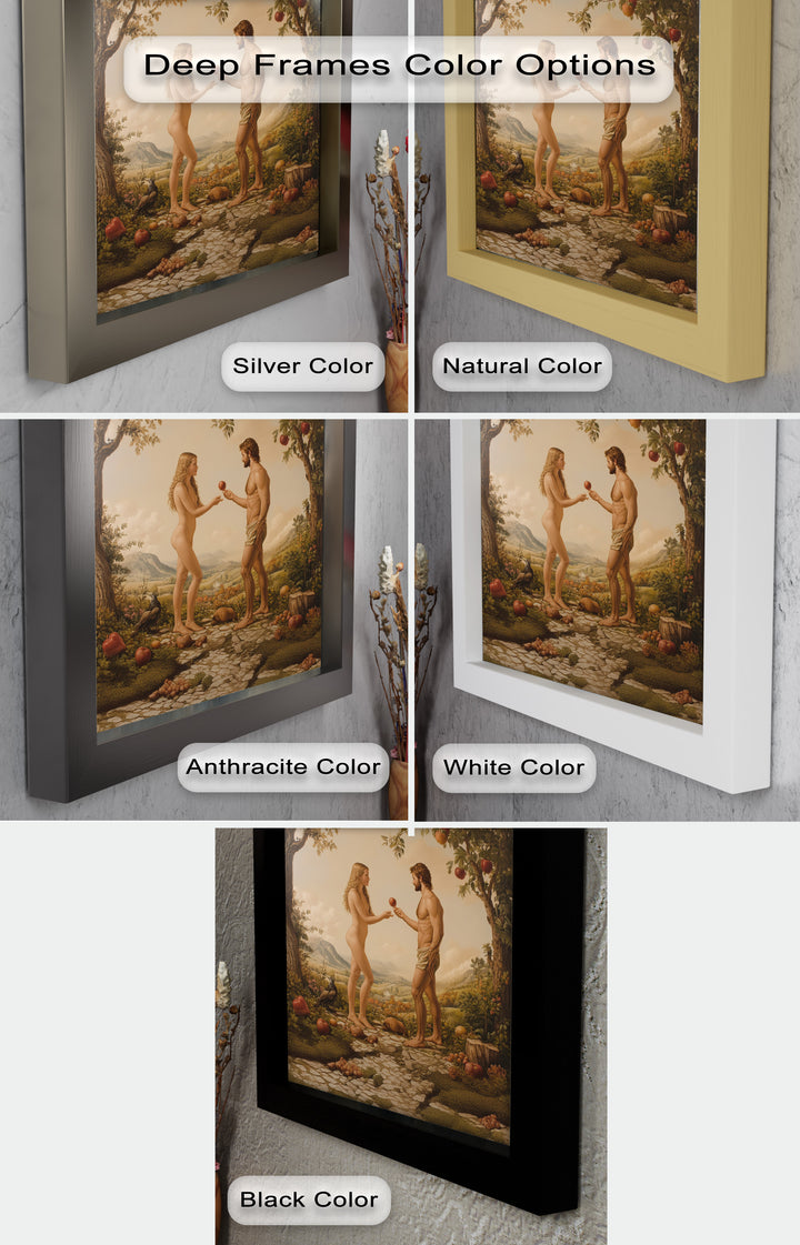 The First Temptation – Adam and Eve in Eden Renaissance Oil Painting