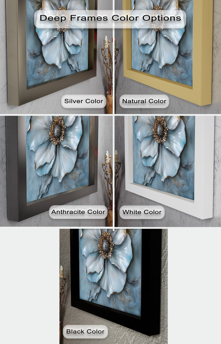 Blue Mist Bloom – Sculptural Petal Flower Oil Painting