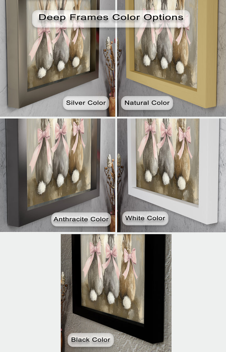 Trio of Bunnies with Pink Bows – Animal Oil Painting