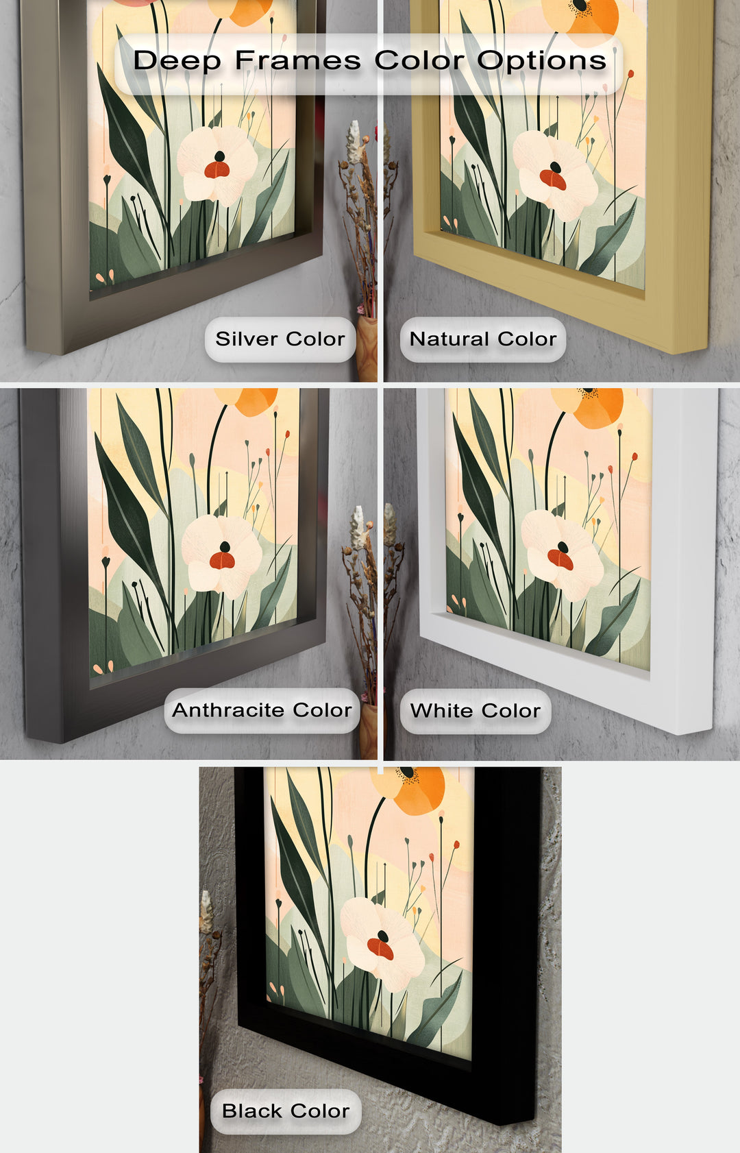Sonnengeküsstes Trio – Minimalistisches florales Ölgemälde