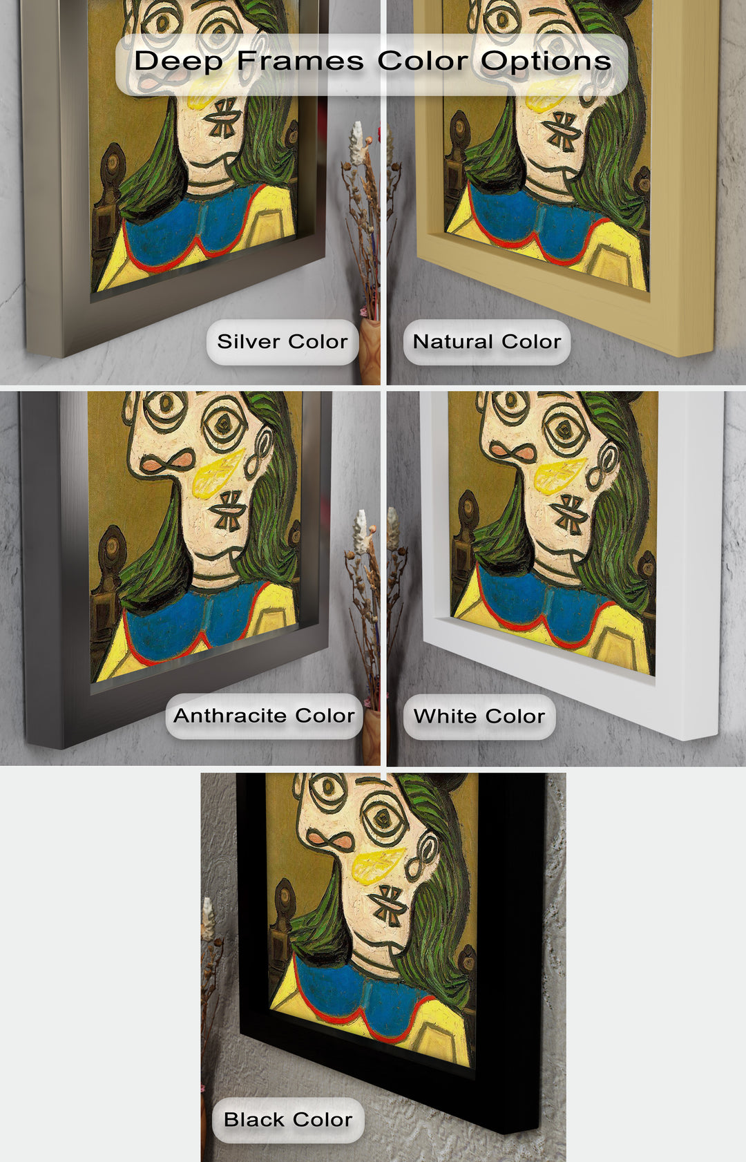 Whimsical Hat – Abstract Female Portrait with Flower Detail Picasso Oil Painting
