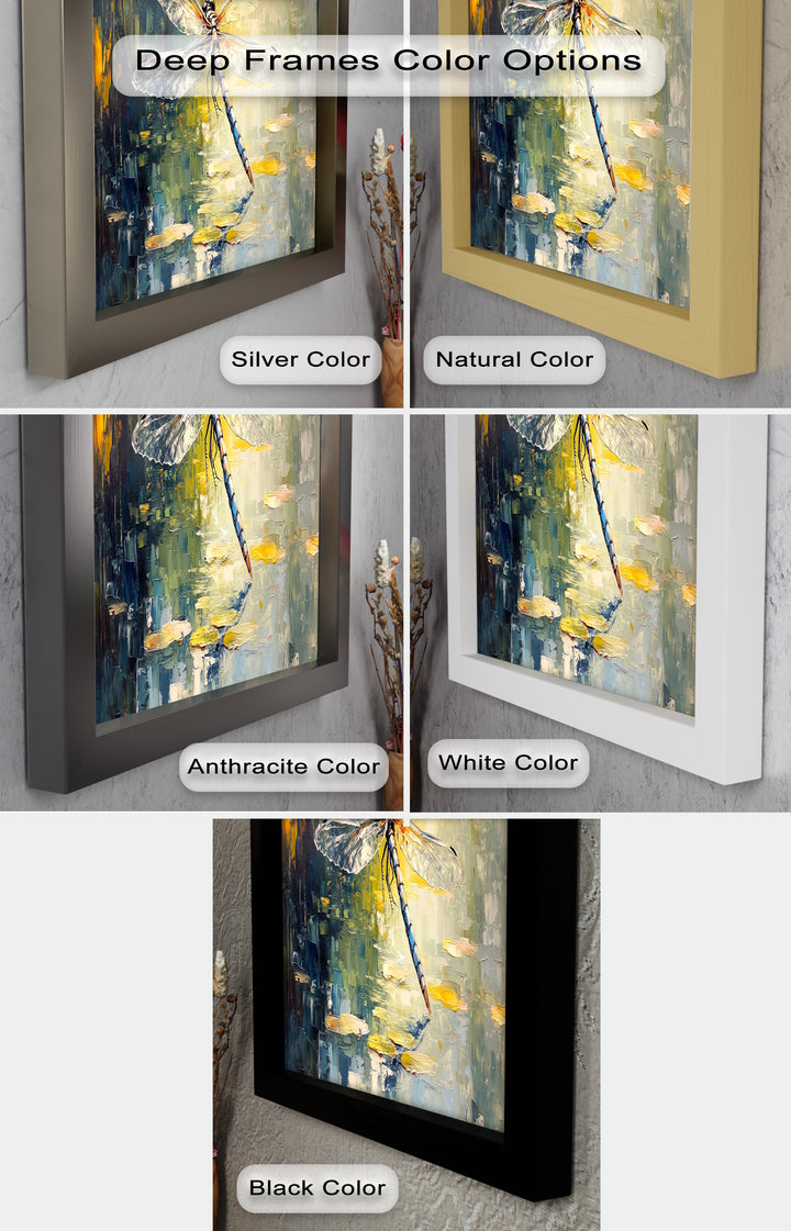 Shimmering Dragonfly Over Lily Pond – Animal Oil Painting