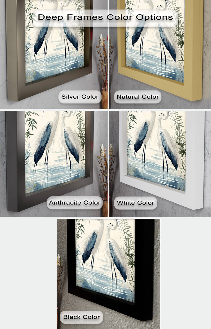 Twin Herons in Harmony – Bird Oil Painting
