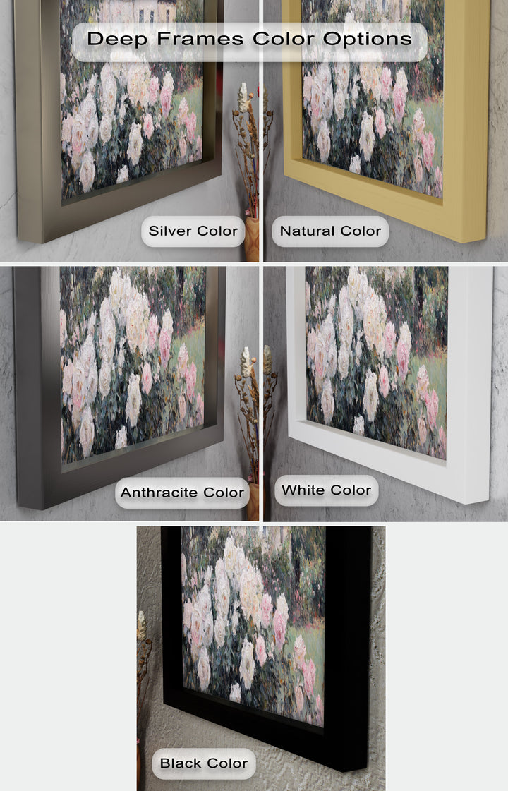 Cottage Garden Roses – Impressionist Floral House Scene Oil Painting