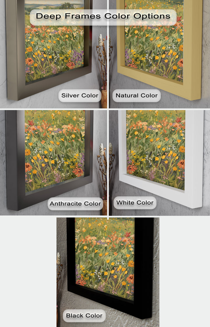 Wildflower Field Impressionist – Framed Landscape Oil Painting