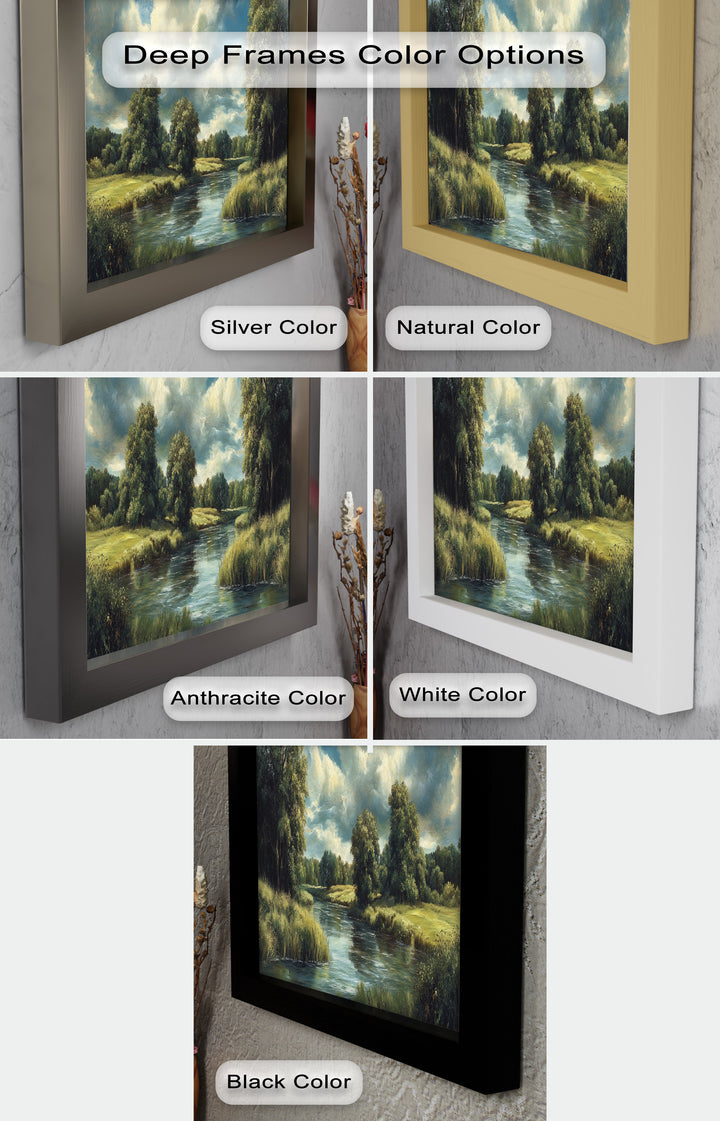 River Landscape Painting – Framed Oil Painting