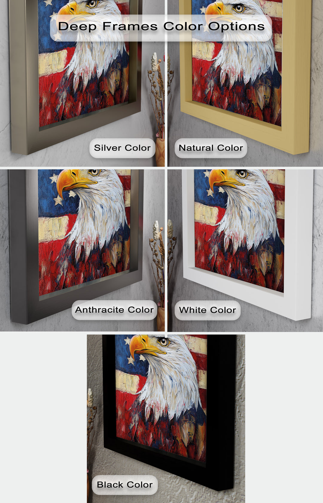 Amerikanischer Weißkopfseeadler Portrait - Patriotisches Ölgemälde