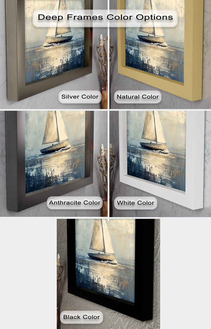 Golden Sail – Minimalistisches Ölgemälde „Boot auf See“