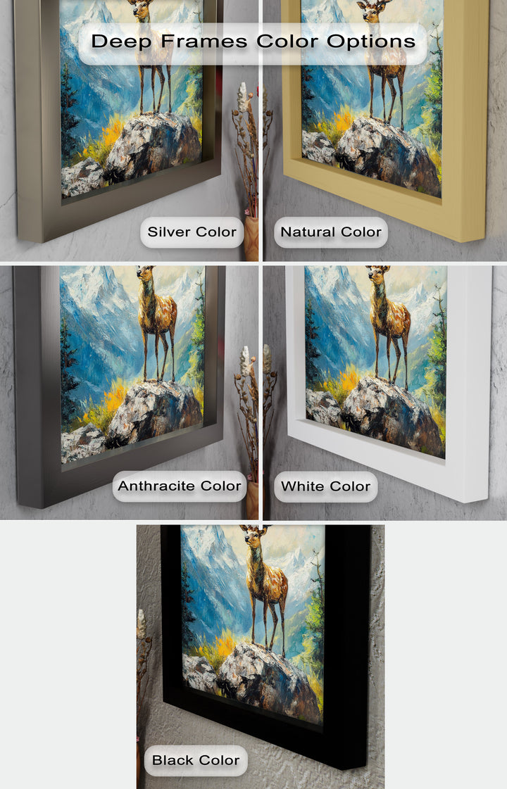 Stag in Mountain Landscape - Animal Oil Painting