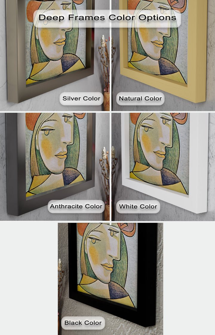 Soft Gaze of Solitude – Abstract Female Portrait Picasso Oil Painting