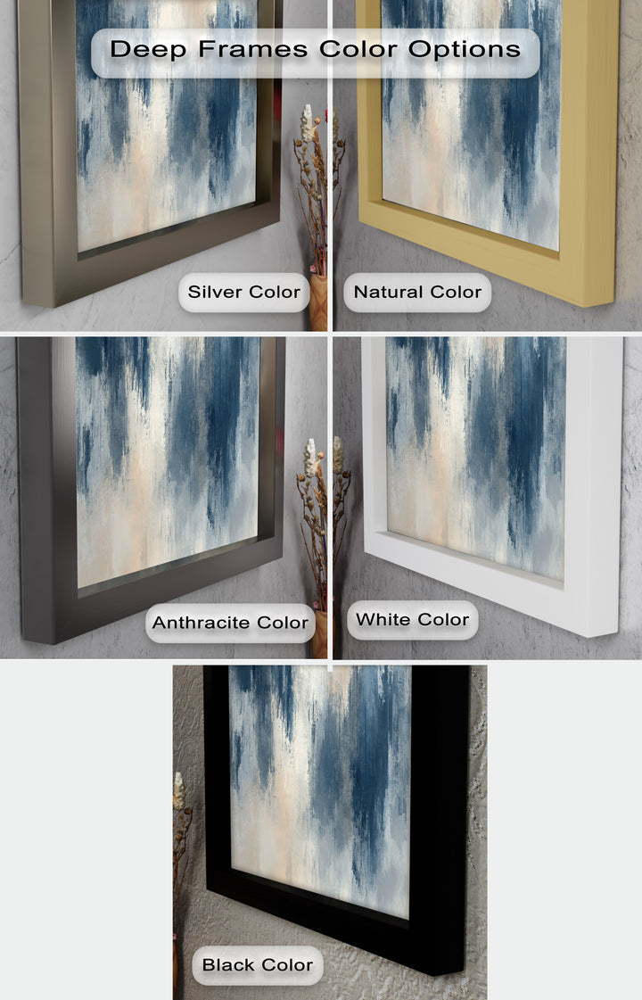 Echoes in Mist – Stimmungsvolles abstraktes Ölgemälde in Blau und Beige