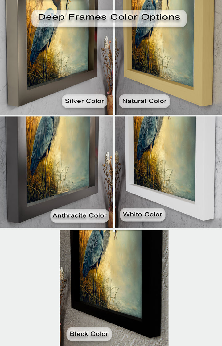 Blue Heron with Fish – Animal Oil Painting