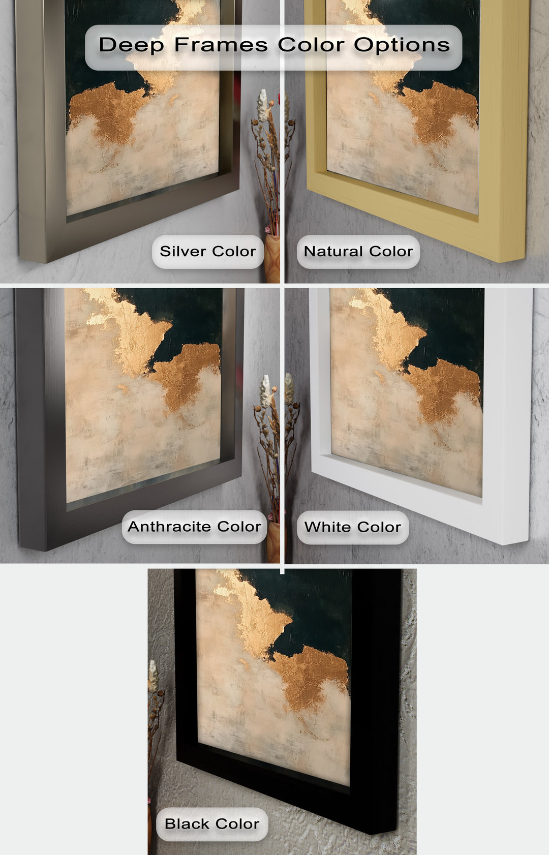 Golden Drift – Minimalistisches abstraktes Ölgemälde in Gold und Dunkelgrün