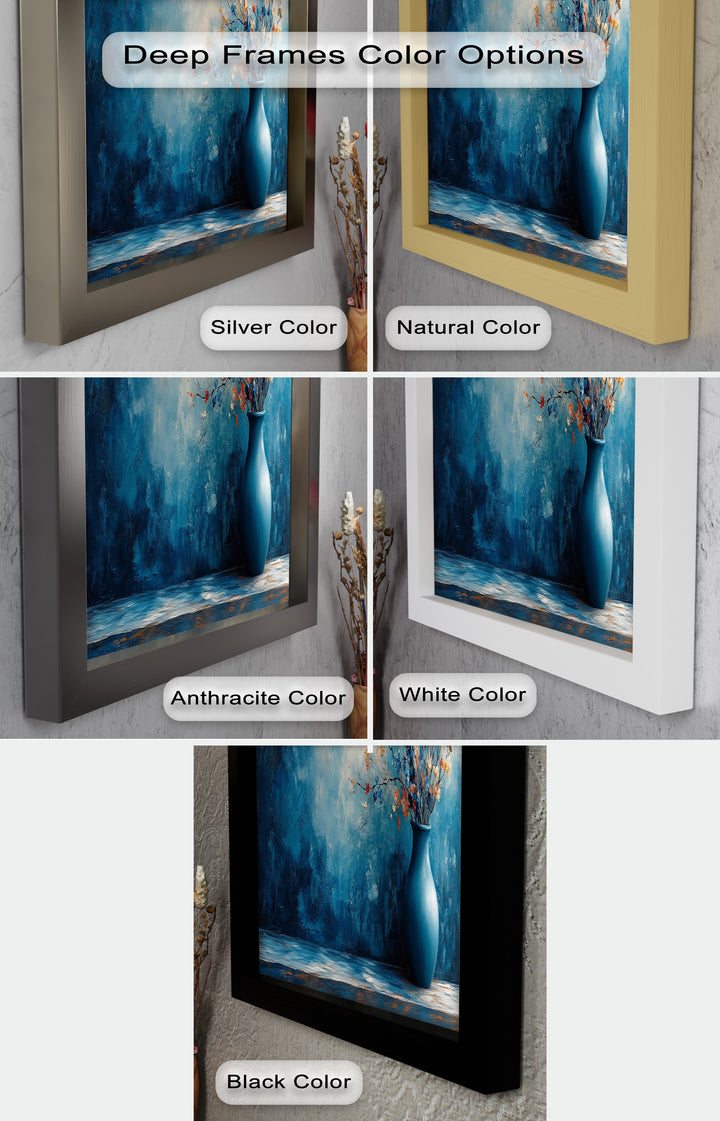 Blue Harmony Vase – Contemporary Floral Arrangement Flower Oil Painting