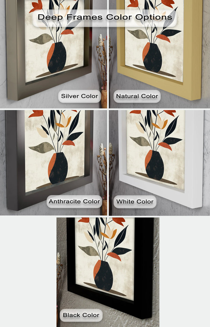 Earthy Boho Floral – Modern Abstract Vase Oil Painting - MyPhotoStation