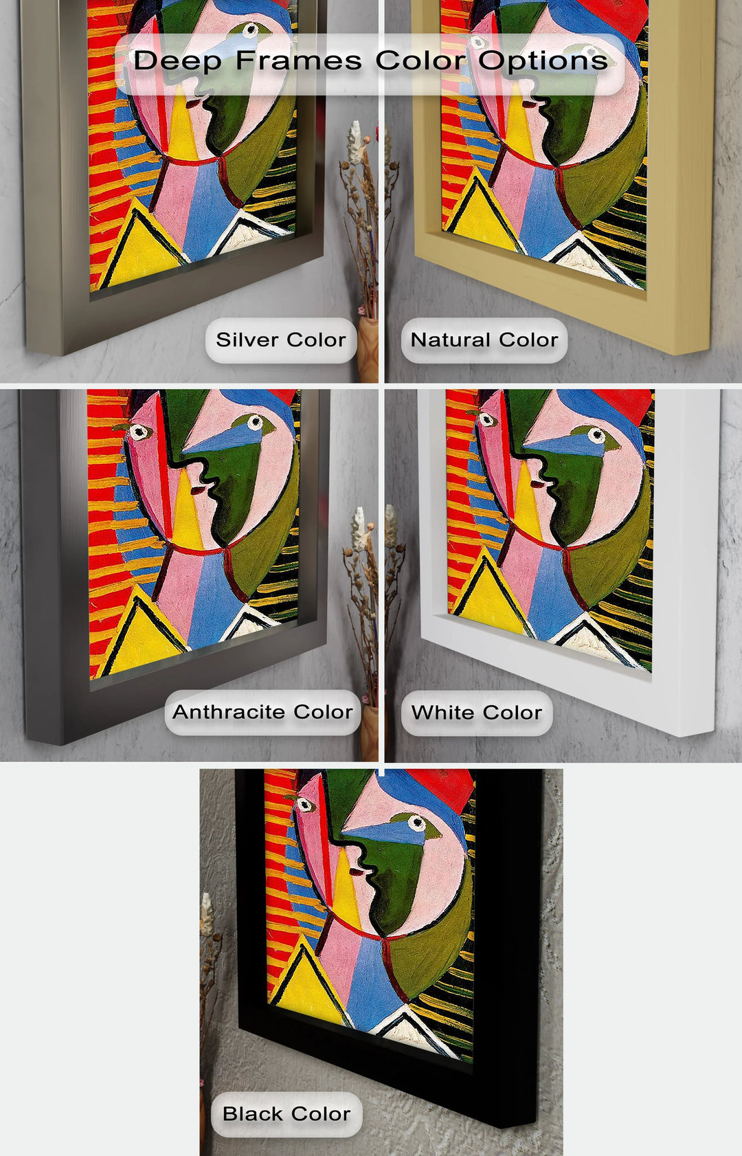 Split Gaze – Colorful Abstract Portrait Picasso Oil Painting - MyPhotoStation
