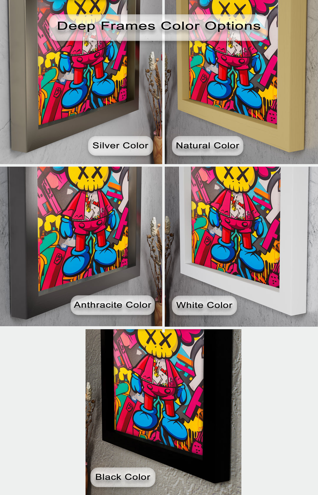 Neon Rebellion – KAWS Graffiti Ölgemälde