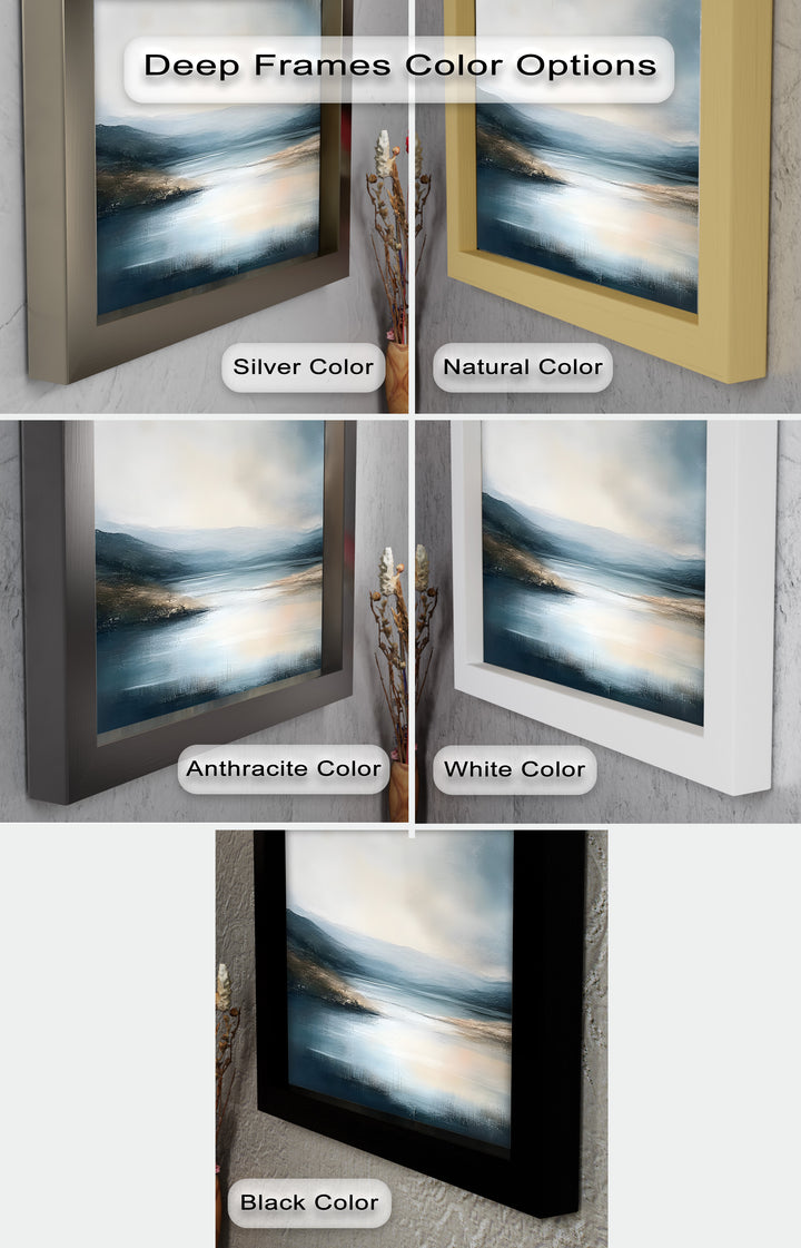 Misty Mountain Lake Landscape - Framed Oil Painting