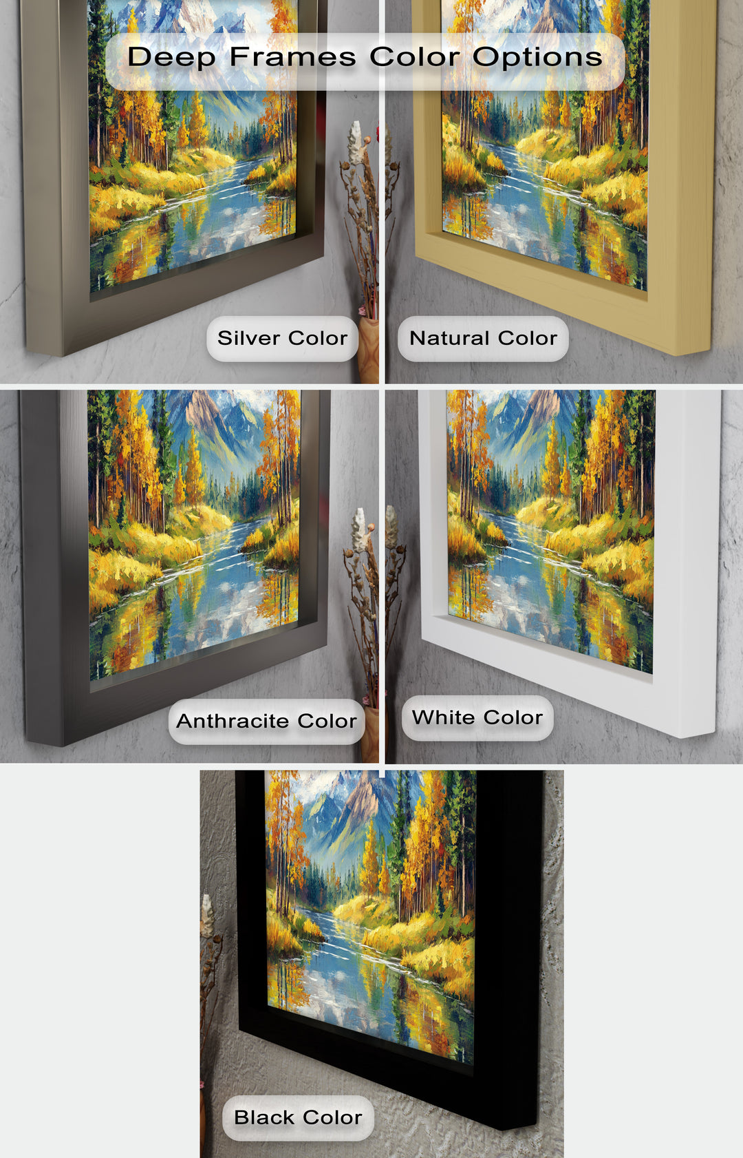 Golden Autumn Peaks – Mountain Landscape Oil Paintings
