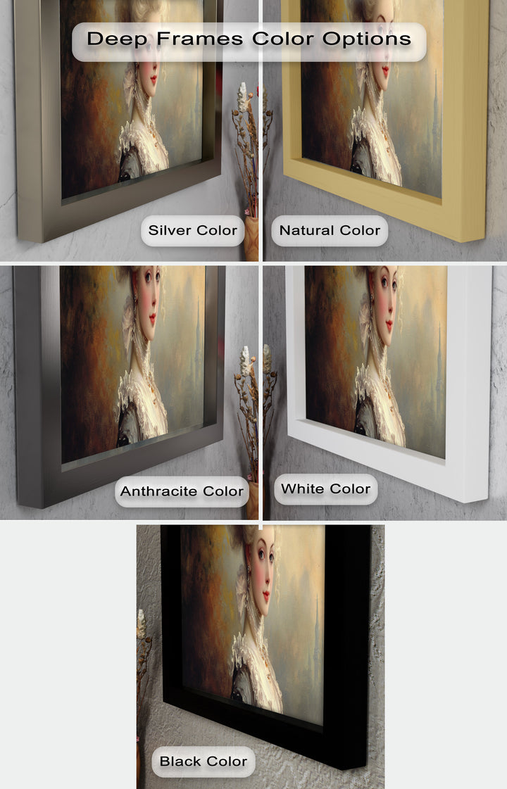 Rococo Grace Oil Painting – Portrait of a Noblewoman in Ivory Lace