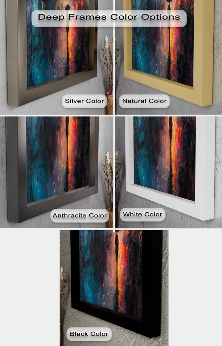 Evening Solitude – Romantic Rainy Stroll Love Oil Painting