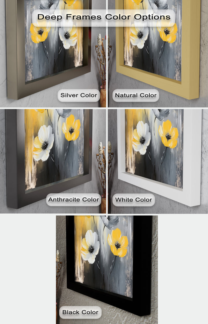 Golden Harmony – Yellow and White Floral Oil Painting