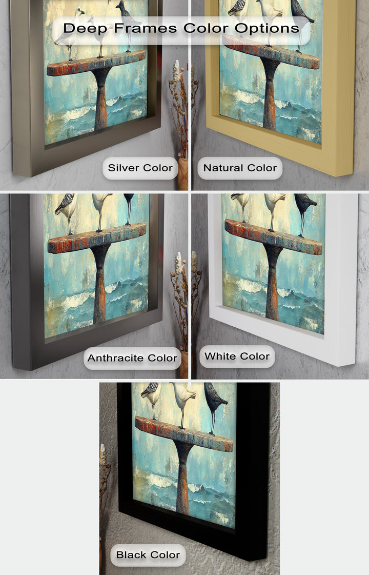 Surreal Birds on Pedestal – Animal Oil Painting