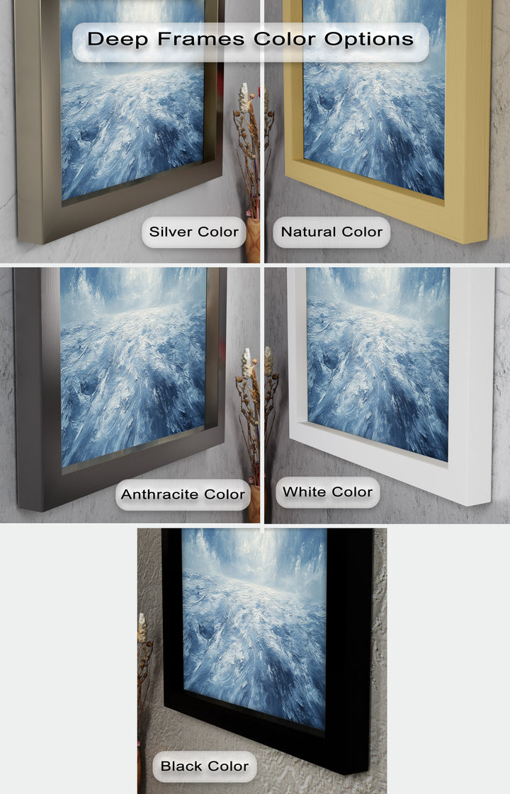 Blue Coastal Wall Art - Abstract Ocean Seascape Oil Painting