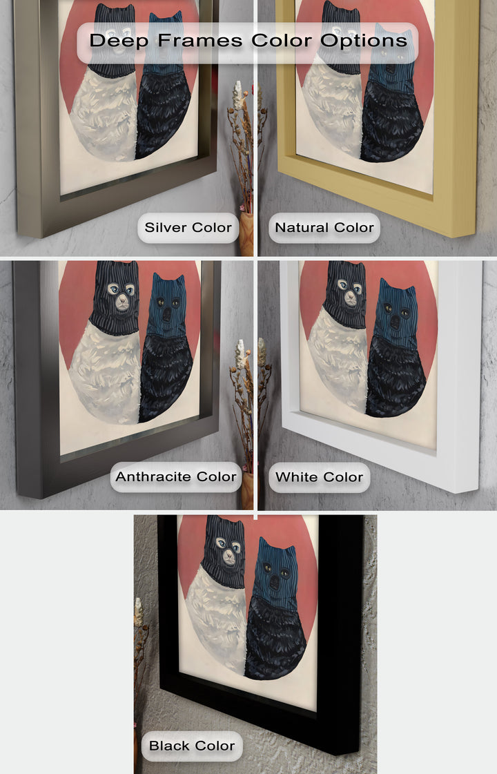 Masked Companions – Contemporary Cat Oil Painting