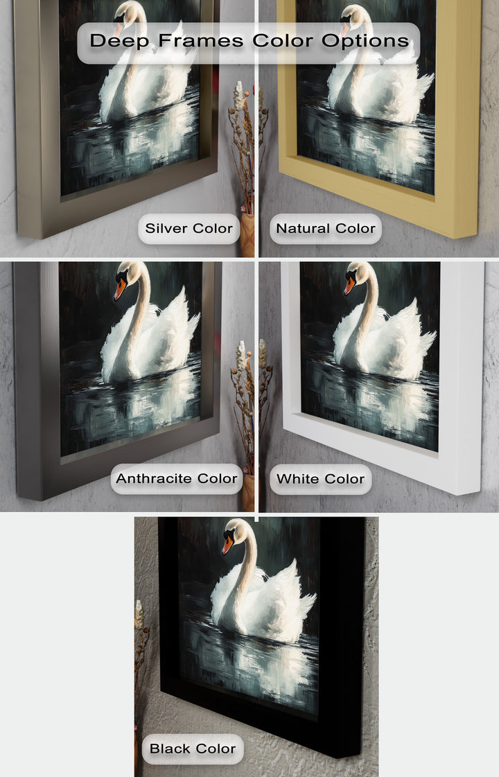 Solitary Grace – White Swan Oil Painting