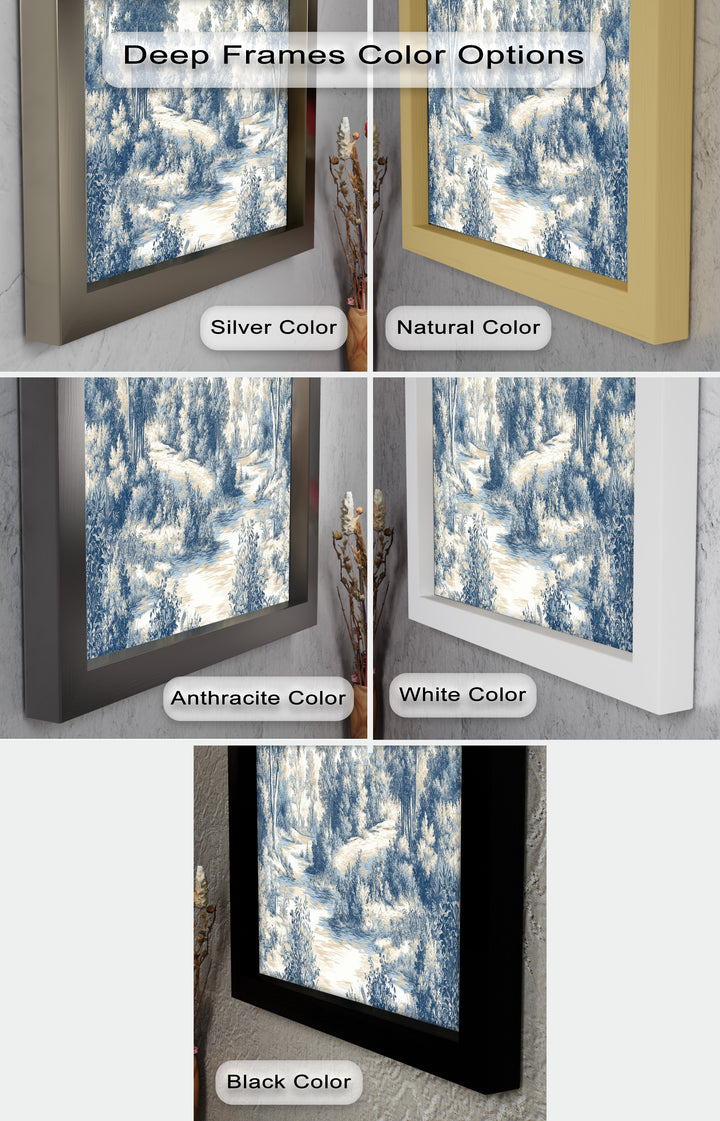 Classic Blue Woodland Scene – Vintage Oil Paintings