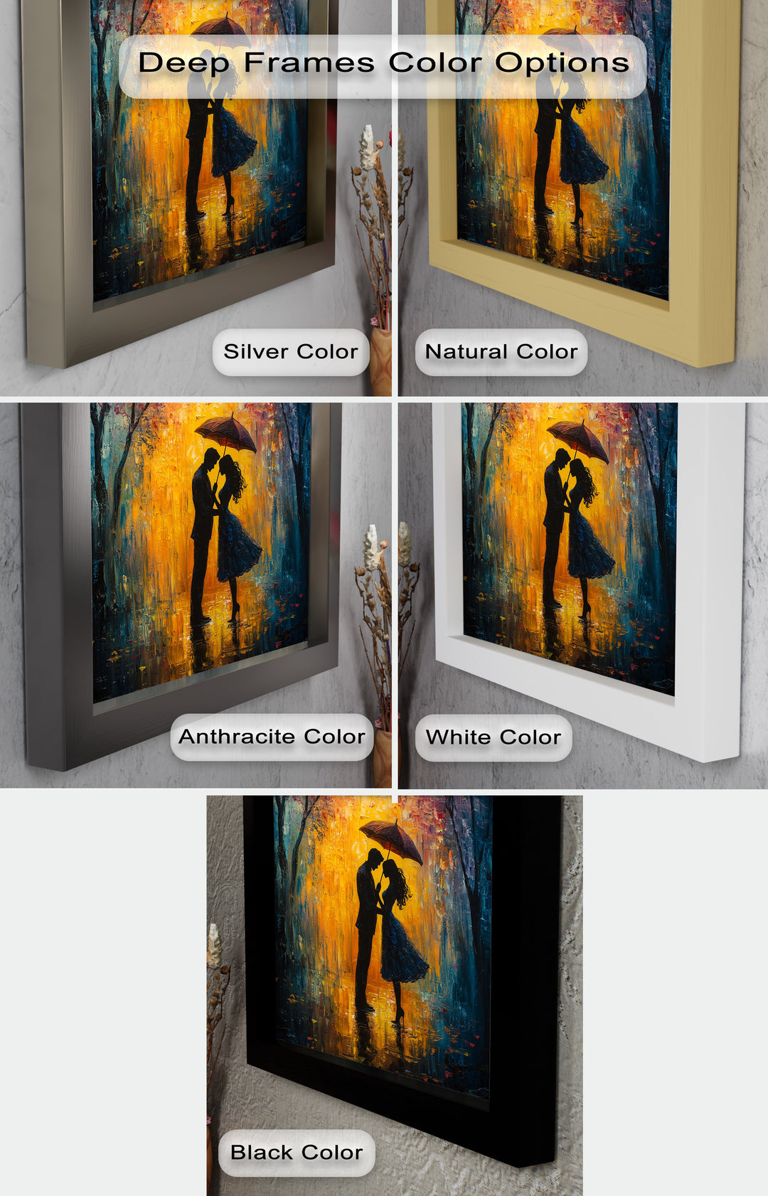 Lovers Under Autumn Glow – Romantic Couple Oil Painting