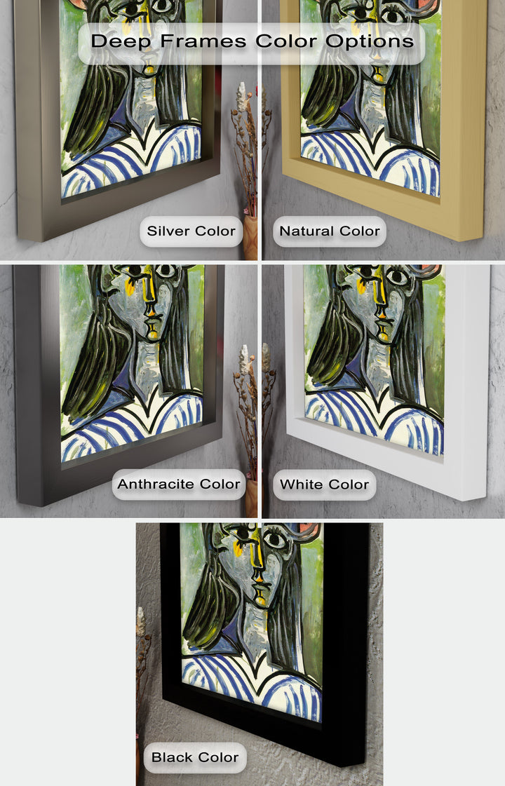 Striped Muse in Pink Hat – Picasso Oil Painting
