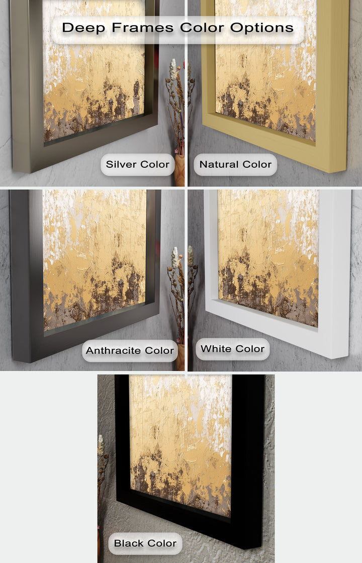 Abstrakte Kunst in Gold und Weiß – Modernes Luxus-Ölgemälde