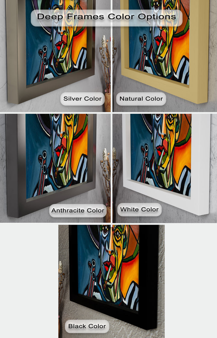 Rebel's Gaze – Bold Cubist Portrait Picasso Oil Painting